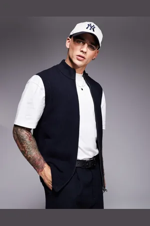 ASOS Knitted zip thru tank with funnel neck in