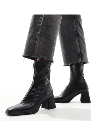 Stradivarius Zip front ankle boots in