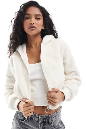 Cotton On Cotton On hooded sherpa zip jacket in coconut milk