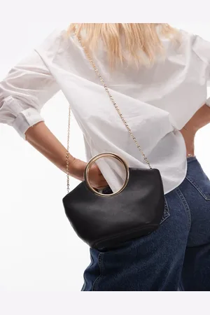 MANGO Gold metal handle bucket bag in