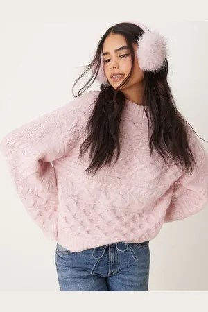 ASOS 3D cable knit sweater with wide cuffs in soft