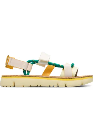 Camper Oruga Sandalias Mujer BlancoAmarilloVerde Piel Lisa/