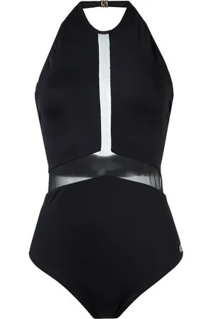 Brigitte Sheer panel halterneck swimsuit