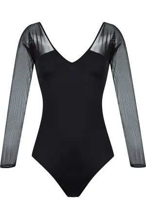 Brigitte Body con panel de tul y cuello en V