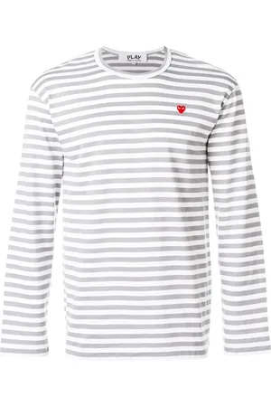 Comme des Garçons Striped heart logo T-shirt