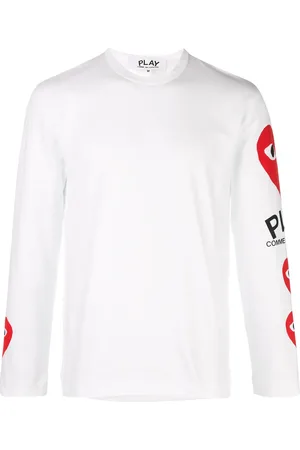 Comme des Garçons Playera con mangas con motivo de corazones