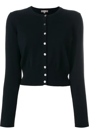N.PEAL Cropped contrast button cardigan