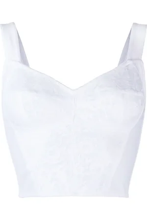 Dolce & Gabbana Top corto con bordado de encaje