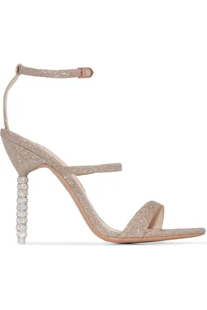 SOPHIA WEBSTER Champagne glitter rosalind 100 leather sandals