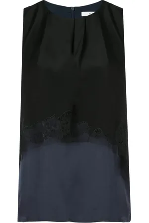 tibi Blusa sin mangas con diseño de patchwork