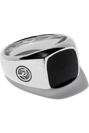 David Yurman Anillo de sello Exotic Stone en plata de ley con ónix de 14mm