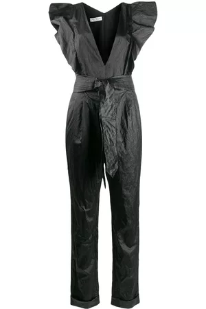 Serafini Jumpsuit largo con volantes y escote pronunciado