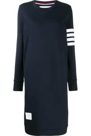 Thom Browne Vestido midi estilo suéter con detalle de rayas