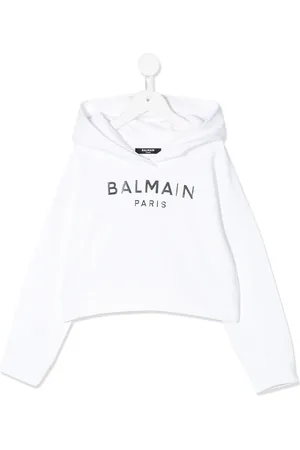 Balmain Sudadera manga larga con capucha y logo espejado