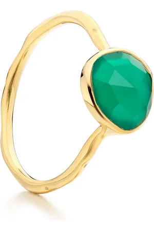 Monica Vinader Anillo GP Siren Stacking con ónix verde