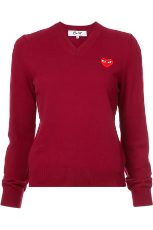Comme des Garçons V-neck heart embroidered sweater