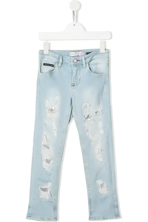 Philipp Plein Jeans rectos con efecto envejecido