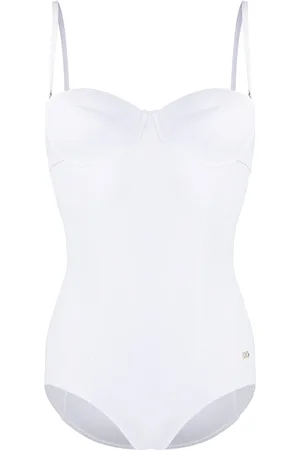 Dolce & Gabbana Traje de baño estilo bustier con placa DG