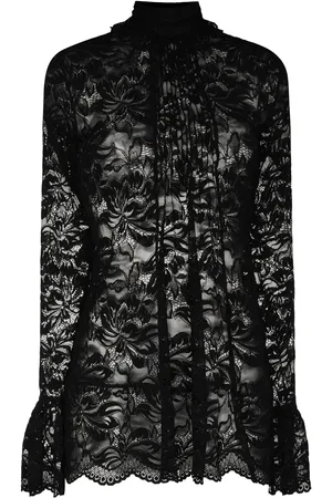 Paco rabanne Blusa semitraslúcida de encaje floral