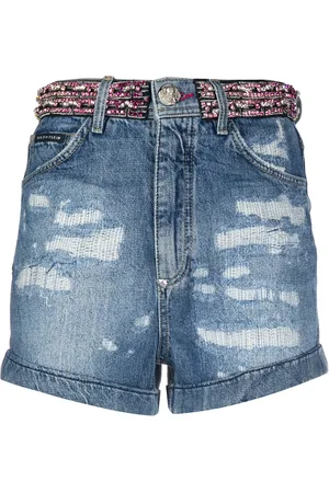 Philipp Plein Shorts de mezclilla con apliques de strass