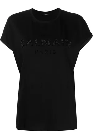 Balmain Rhinestone-logo T-shirt