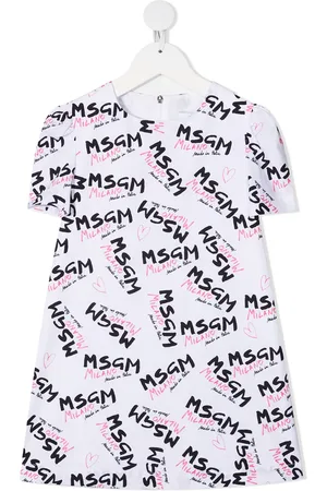 Msgm Vestido estilo playera con logo estampado