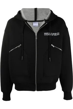 MARCELO BURLON Chamarra bomber con capucha y logo