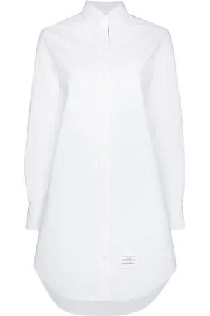 Thom Browne Vestido camisero corto con rayas RWB