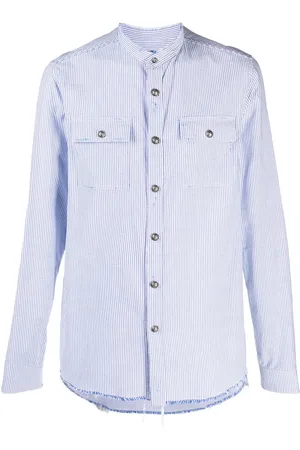 Balmain Camisa a rayas con bordes deshilachados