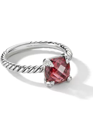 David Yurman Anillo Chatelaine en plata de ley con diamante y granate rodolita de 8mm