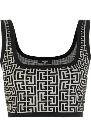 Balmain Top corto con monograma en jacquard de x Nataal