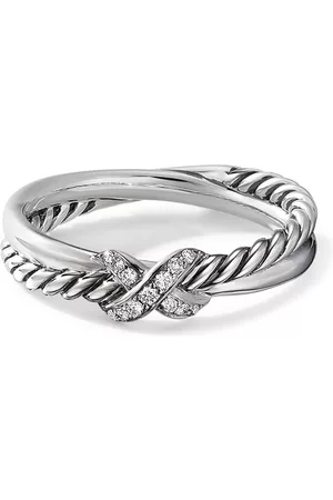 David Yurman Anillo Petite X en plata de ley con diamante de 4mm