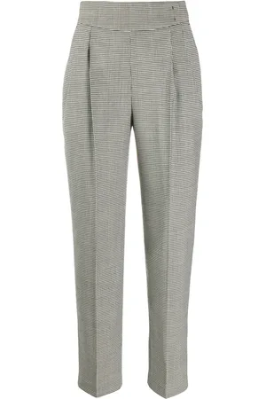 Msgm Pantalones de tiro alto con estampado pied de poule
