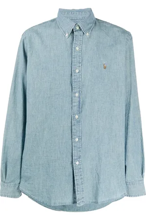 Ralph Lauren Camisa con logo bordado y tejido cambray