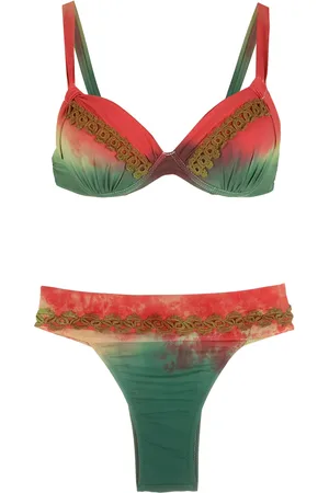 AMIR SLAMA Bikini con estampado tie-dye y bordado