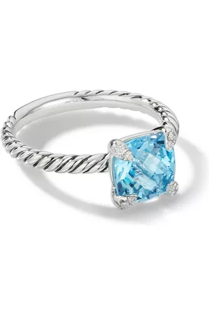 David Yurman Anillo Chatelaine en plata de ley con diamante y topacio (8mm)