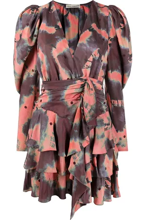 ULLA JOHNSON Vestido estampado con volantes