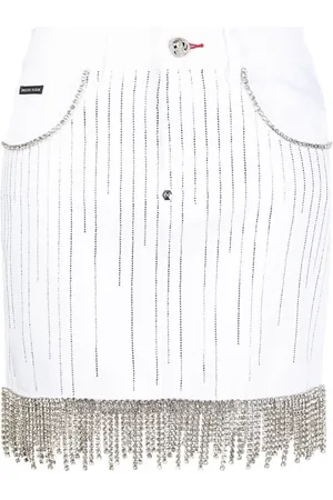Philipp Plein Falda de mezclilla con cristales