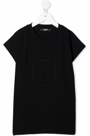 Balmain Vestido estilo playera con logo en relieve
