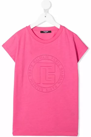 Balmain Vestido estilo playera con logo en relieve