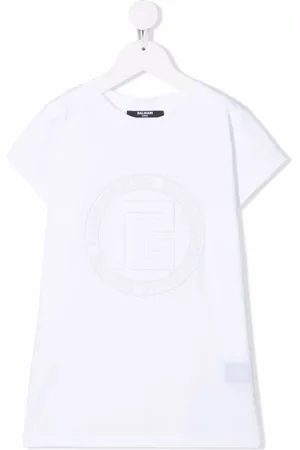 Balmain Vestido estilo playera con logo en relieve