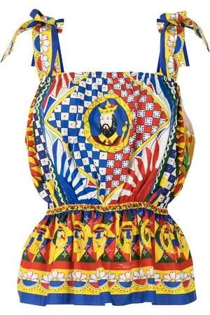 Dolce & Gabbana Blusa con peplum y estampado Carretto