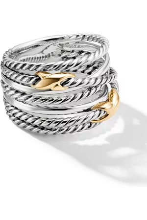 David Yurman Anillo Double X Crossover en oro amarillo de 18kt y plata de ley de 13mm
