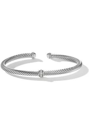 David Yurman Pulsera Classic Cable Station en plata de ley con diamantes de 4mm