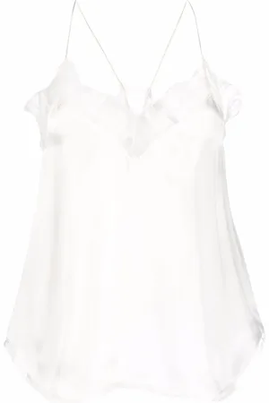 IRO Top estilo camisón de seda con detalles de encaje
