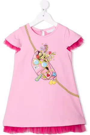 MONNALISA Vestido estilo playera con cangurera estampada
