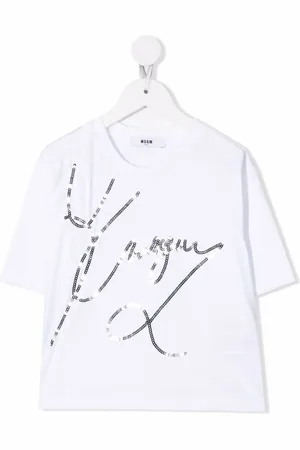 Msgm Playera con logo de lentejuelas