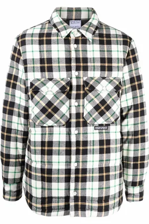 MARCELO BURLON Camisa con estampado de cuadros y parche del logo