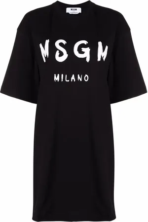 Msgm Vestido estilo playera con logo estampado