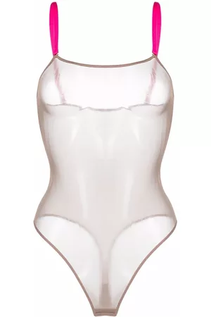 MAISON CLOSE Body de malla con tiras en contraste